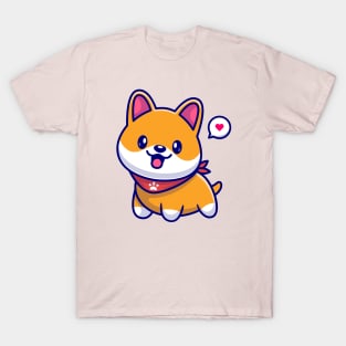 Cute Shiba Inu Smiling Cartoon T-Shirt